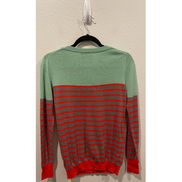 THML Green Mint Orange Striped Round Neck Sweatshirt - Picture 3 of 3